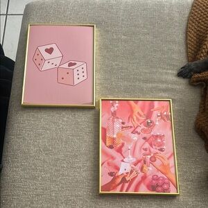 Pink and Gold Framed Art Set